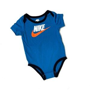 Blue Baby Nike Onesie (Orange Swish) - 9mos